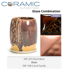 Root Beer SW203 over Coral Sands SW168 Stoneware Combination